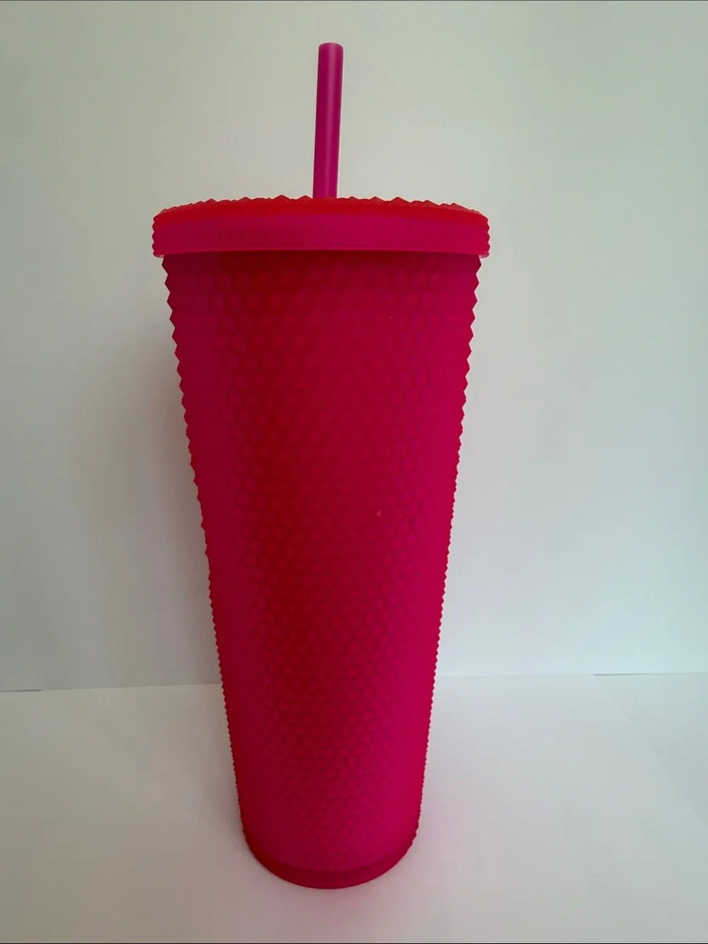 Starbucks Bright Hot Pink Studded Reusable Cup with Straw